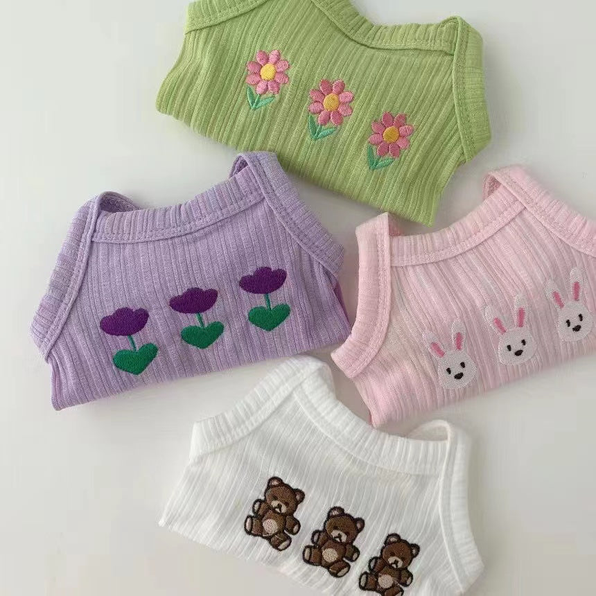 ID558 3色展開 ウサギ 犬 服 涼しい 小型犬用 女の子 ペット服 お出かけ キャミソール 花柄 かわいい ドッグウェア ペットウェア お散歩 犬 タックトップ ペット用 おしゃれ